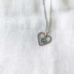 Silver + Turquoise Heart Necklace 