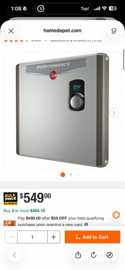 Rheem Performance Tankless Electric Water Heater TEX-27 | Brand New in Box