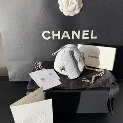 Chanel CC In Love Heart Charm Light Blue Lambskin Gold Hardware 25B AP4838B07958 Box Fresh
