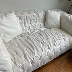 Faux White Leather Couch 