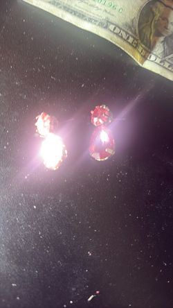 Vintage Pink Rhinestone Double-Stone Drop Earrings