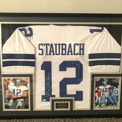 Roger Staubach Autographed Framed Jersey