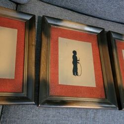 Antique 1930s Italian Matted Framed Silhouettes 