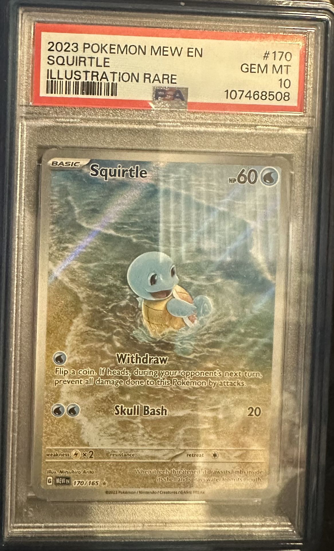 2023 Pokémon Squirtle Illustration Rare – PSA 10 Gem Mint (#170/165, MEW Set)