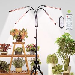 WTINTELL LED Grow Lights for Indoor Plants,LED Plant Grow Light with Stand,Led Full Spectrum,10 Dimmable Levels,3 Modes Timing,Tripod Adjustable 15-72