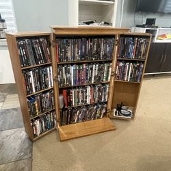 230 Like New DVDs/blue ray Block Buster Hits And Cabinet.