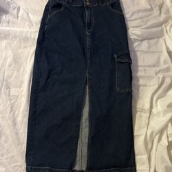 Ettelo Denim Collection Front Slit Maxi Skirt