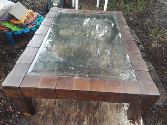 LG outside table all wood very sturdy