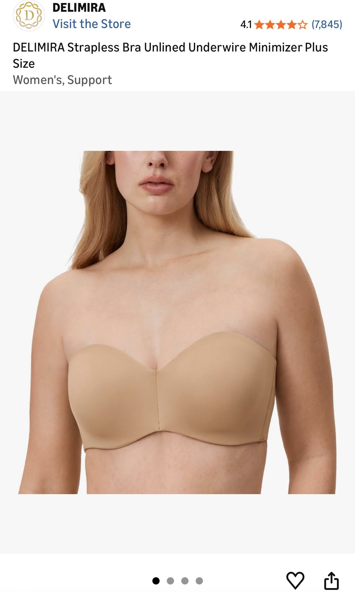 NEW-Never Used- DELIMIRA Strapless Bra With Optional Straps