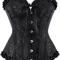 Woman’s Lace Up Boned Overbust Corset 
