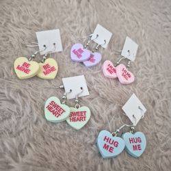 Sweet Heart Mint & Red Heart Dangle Earrings