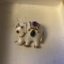 Vintage Enamel Elephant Pin 