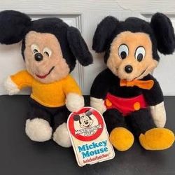 Two Vintage Knickerbocker Mickey Mouse Disney Plush $20 for both