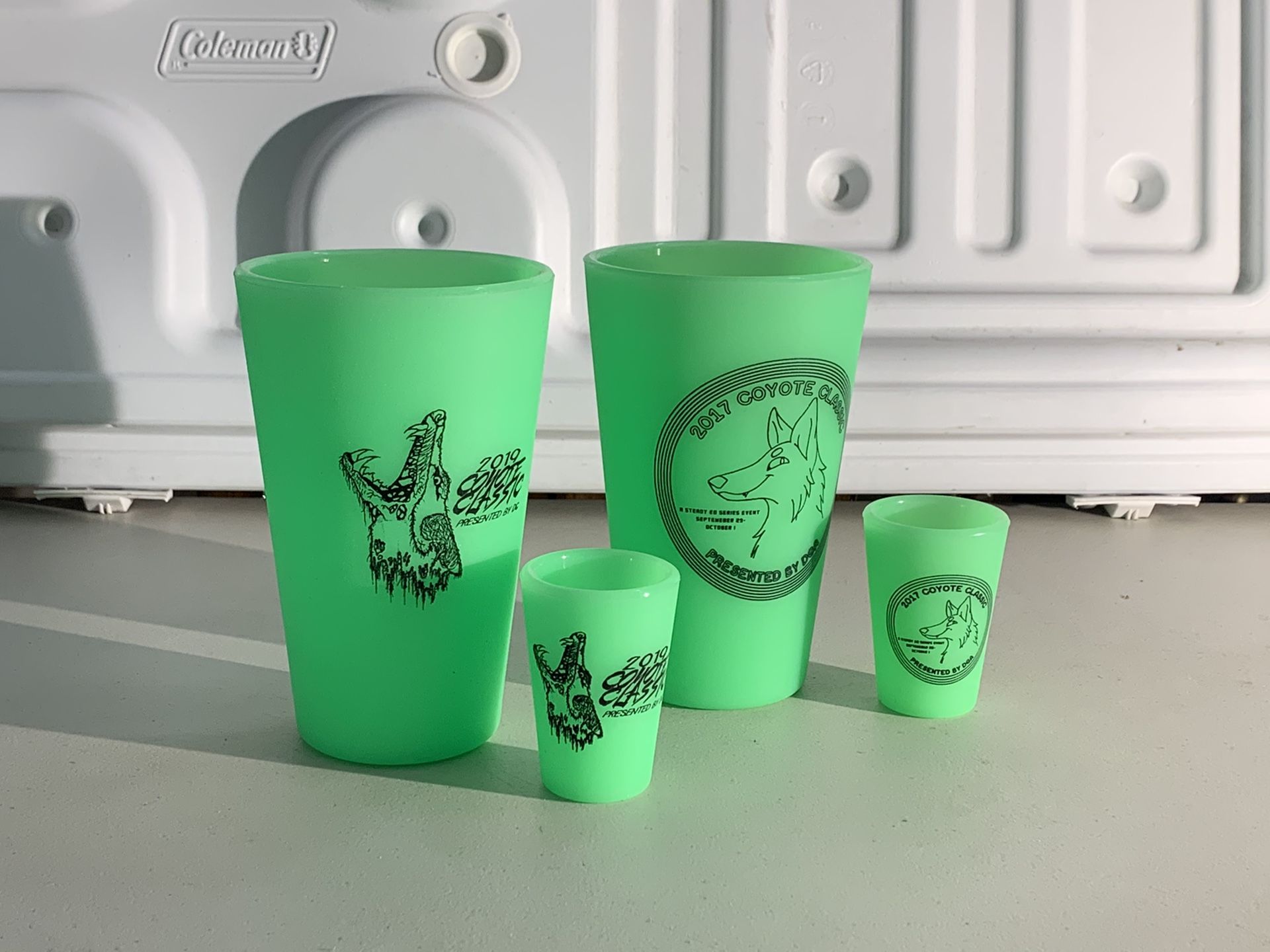 2019 Coyote Classic Disc Golf Silly (silicon) Pints w/ matching shot glasses