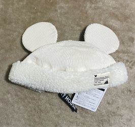 Tokyo Disney Exclusive Corduroy White Mickey Mouse Beanie with Ears