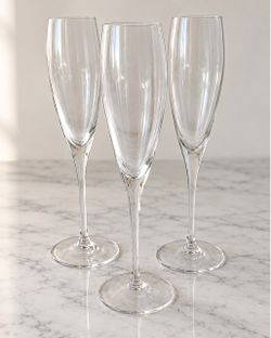 Set of 3 genuine crystal champagne flutes