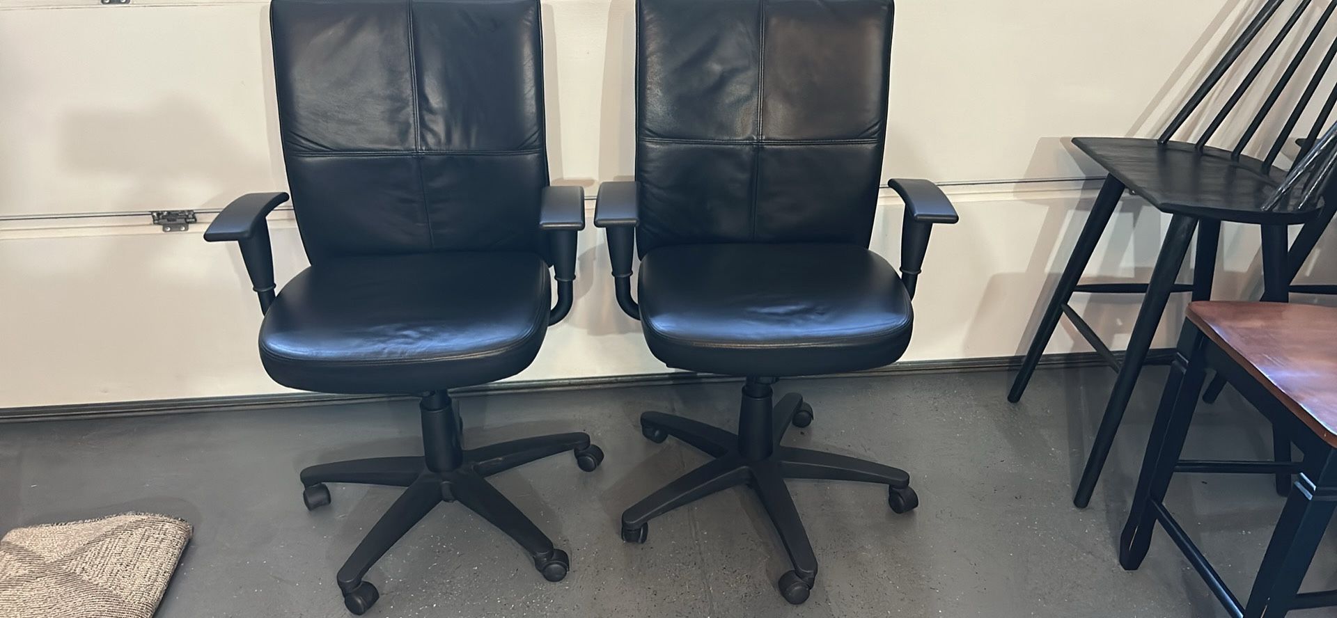 Steel case, leather turnstone office chairs