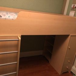 Wooden Loft Bed w/ desk 