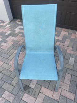 Set of 3 Turquoise Outdoor Patio Chairs