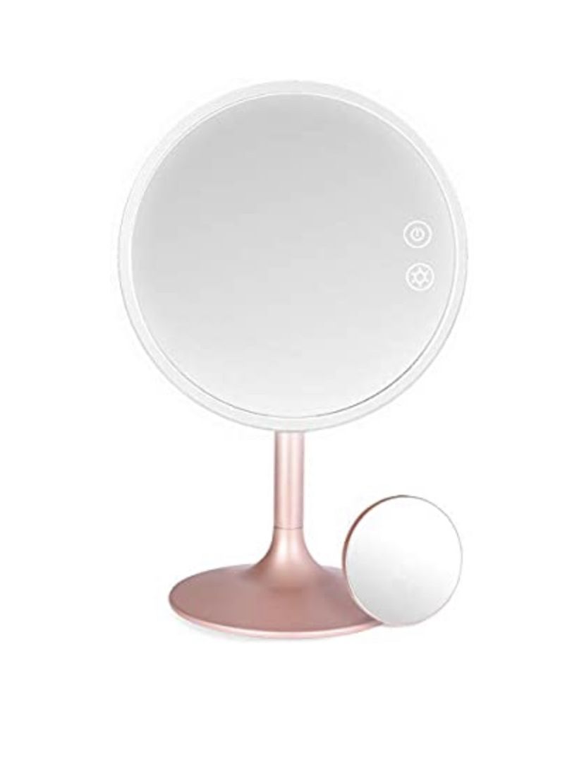 Makeup Mirror with Lights, Rechargeable Cordless Lighted Makeup Mirror LED Vanity Mirror with 1X/5X Magnification, 3 Color Lighting Modes Detachable