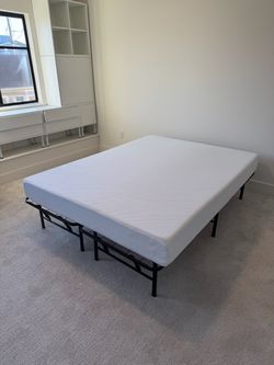 Queen Memory Foam Mattress w/ Foldable Metal Bed Frame