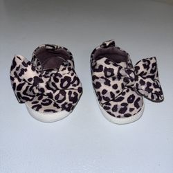 Baby Leopard Bow Shoes 0-3 Months 