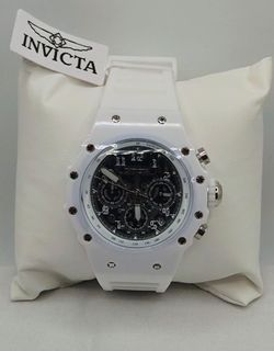 Invicta White Silicone Strap Watch Skeleton Dial Multi-Dial 50M Water Resistant