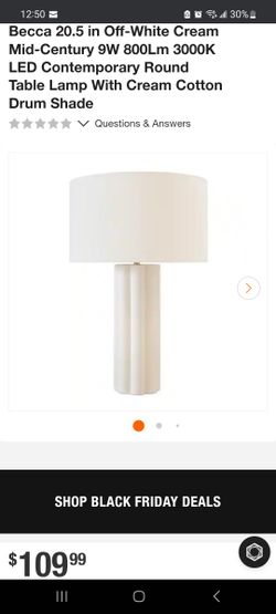 Table Lamp Becca 20.5" Off White New