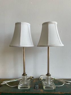Set of 2 Vintage Glass Nightstand Lamps