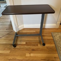 Medical Adjustable Overbedside Table With Wheels. 