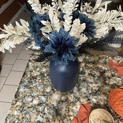 Artificial Plant Decor – Navy White And A Cream Color With Some Blueberries