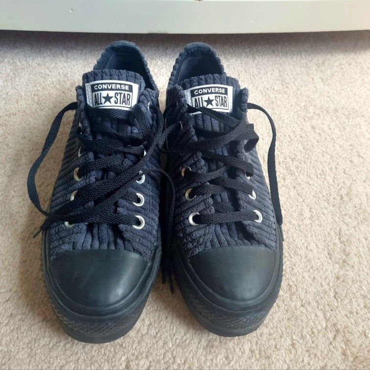 Converse Chuck Taylor All Star Lift Ox Platform Shoes Black Corduroy Women's 8US