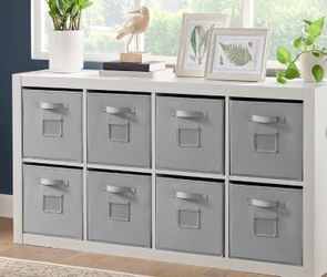 White Onin Room Divider with 8 Storage Bins