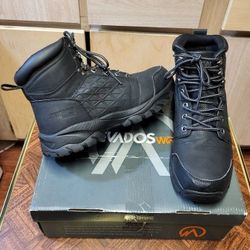 Nevados Work Men's Steel Toe, Leeds Black And Sliver Hardware Ankle Boots Size: 8 ½M 