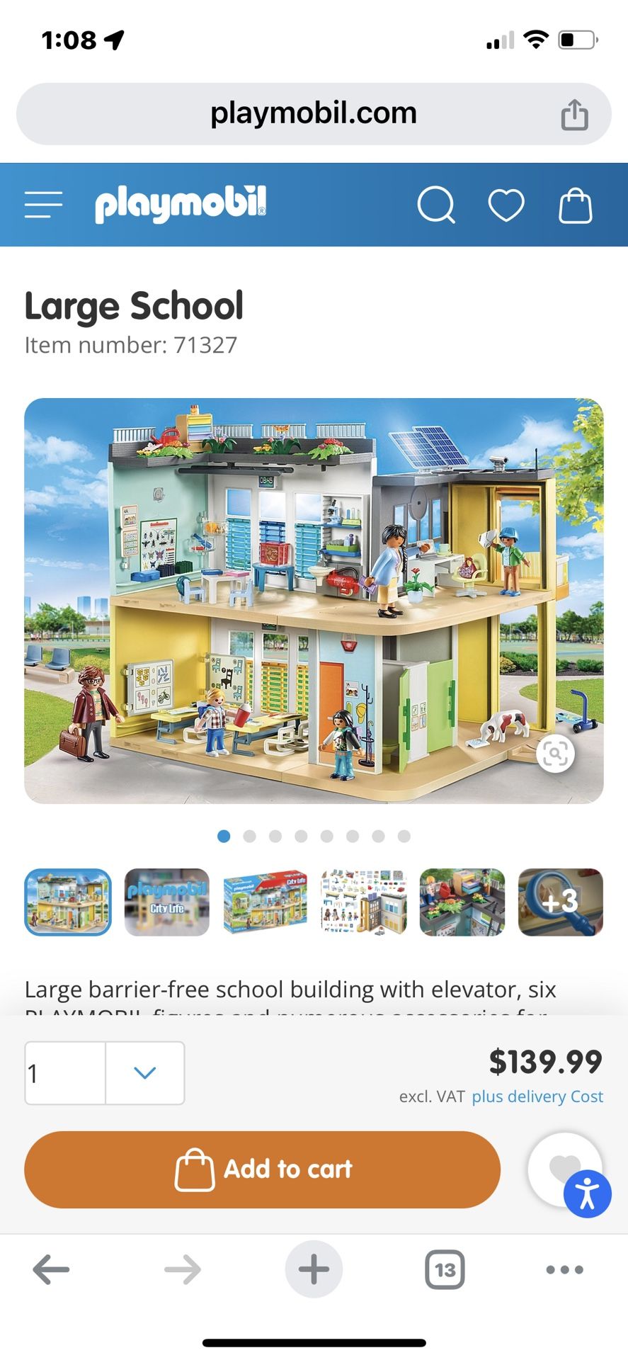 Like New Playmobil City Life Large School, Virtual Classroom & Lunch Kiosk