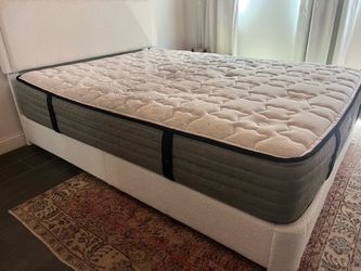 Queen Kingsdown Mattress with Boucle headboard/frame