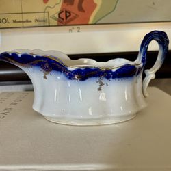 Antique Flow Blue Gravy Boat