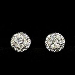925 sterling silver 0.14CTW Diamond illusion setting stud earrings