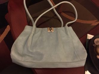 Light blue small leather hand bag