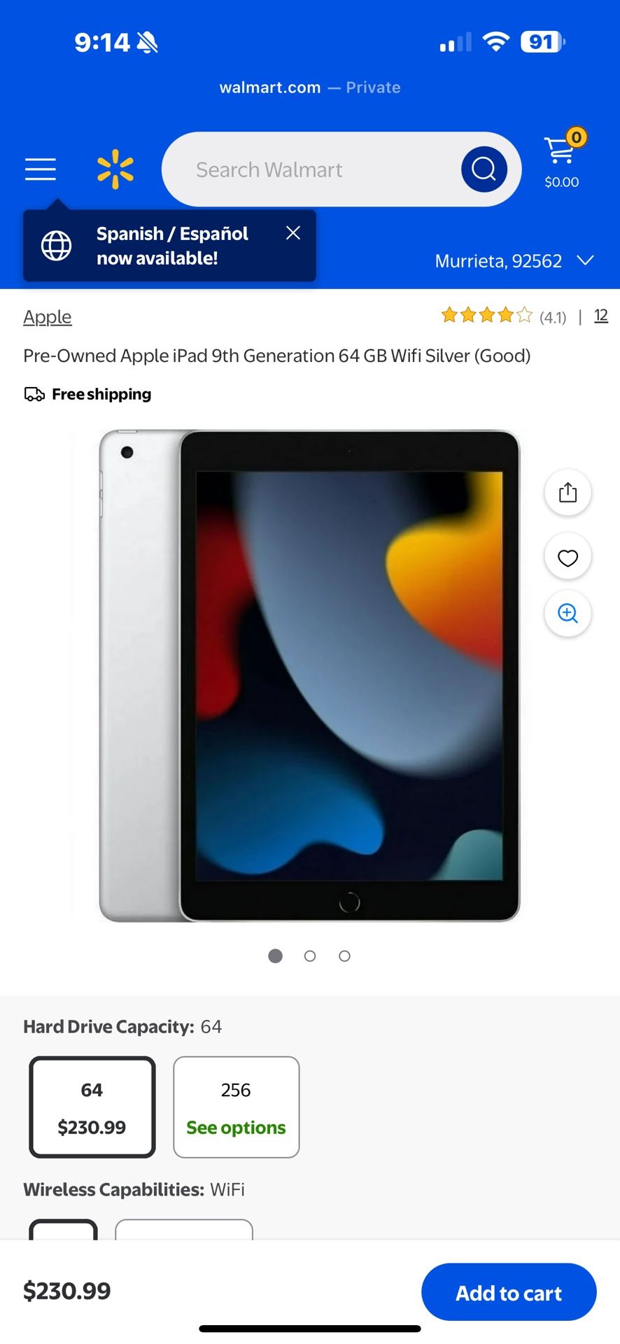iPad 9th Generation (Silver) 64gb