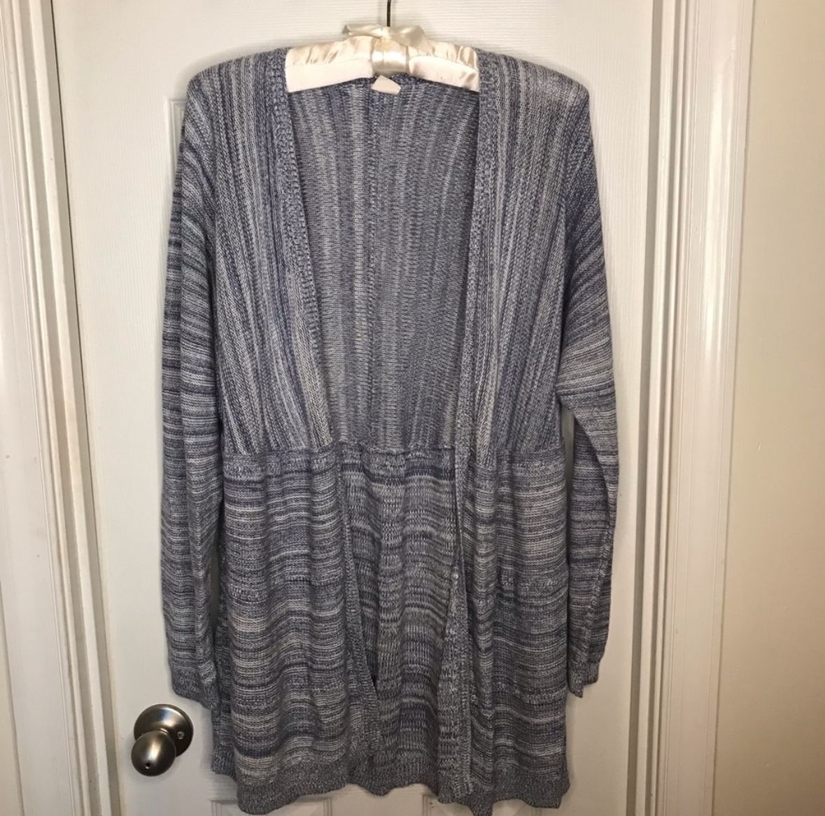 Wild Pearl Blue & White Heathered Slouchy Cardigan