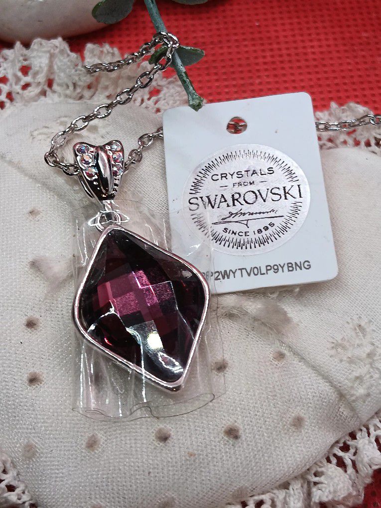 Callura Purple Amethyst Swarovski Crystal Necklace 18"