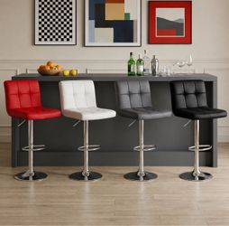 Adjustable Tufted Faux Leather Bar Stools
