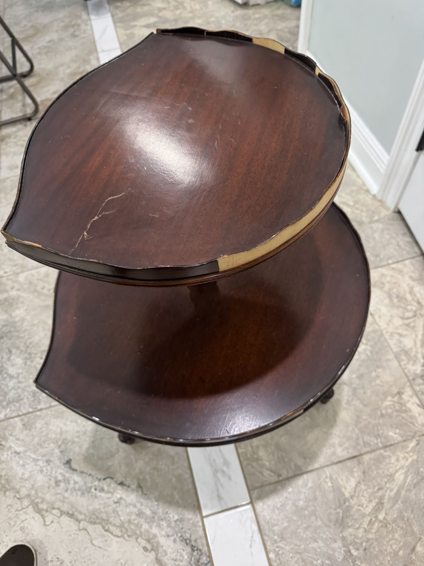 Antique Wood And Limite Table