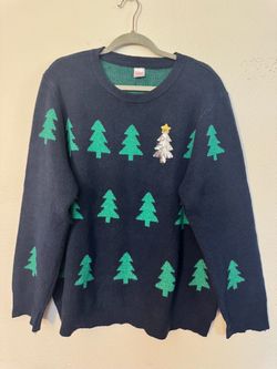 2X Holiday Time Christmas Tree Sequin Sweater Size