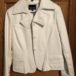 Designer Jackets. 2 White Leather And One Nordstrom Tweed With Leather Trim.