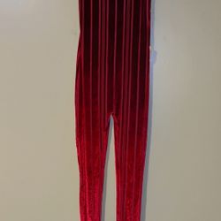 Women’s Pinstripe Jumpsuit - Red