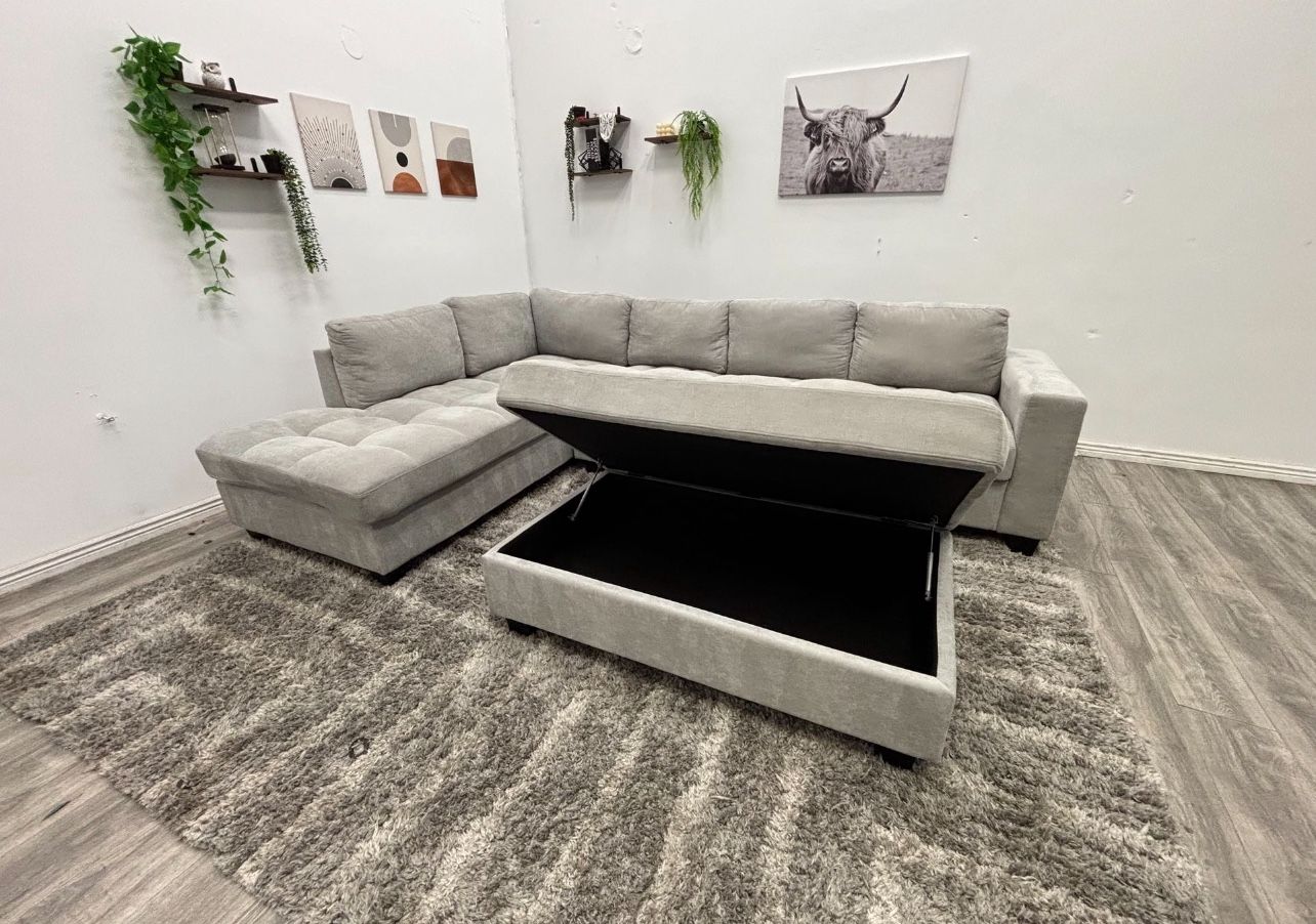 Light Gray Sectional Couch - Free Delivery
