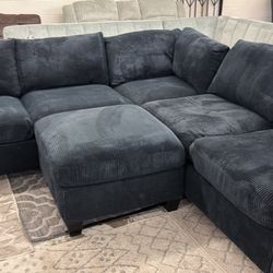 New Black 99x99 Sectional Couch With Ottoman / Free Delivery 