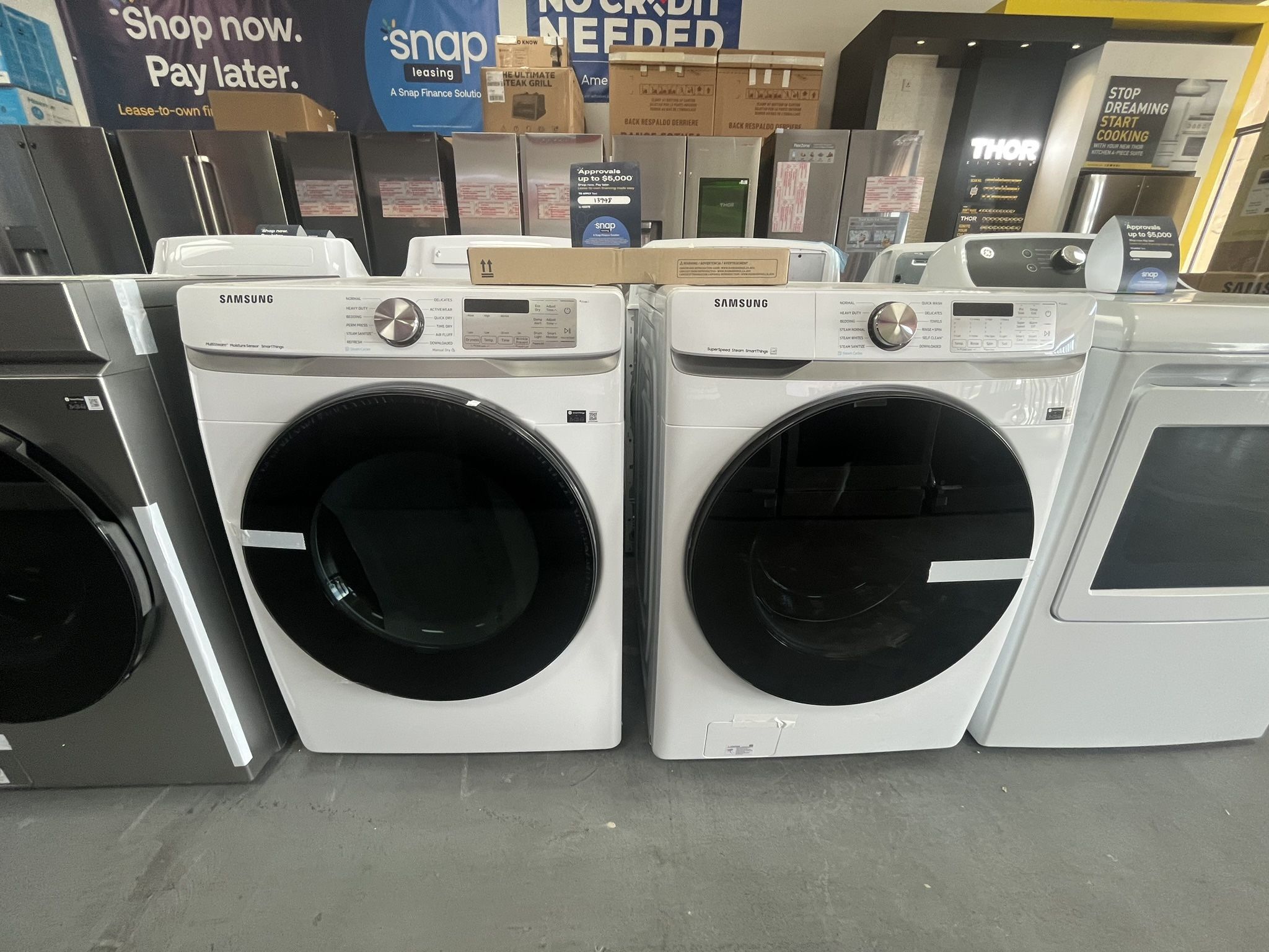 Samsung Matching Front Load Set 4.5cu.ft Washer & 7.5cu.ft Gas Dryer, $0 Down Options
